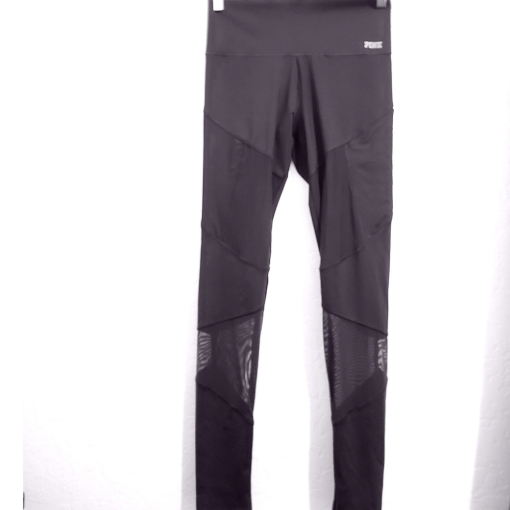 PINK by Victoria's Secret black w/mesh leggings- S